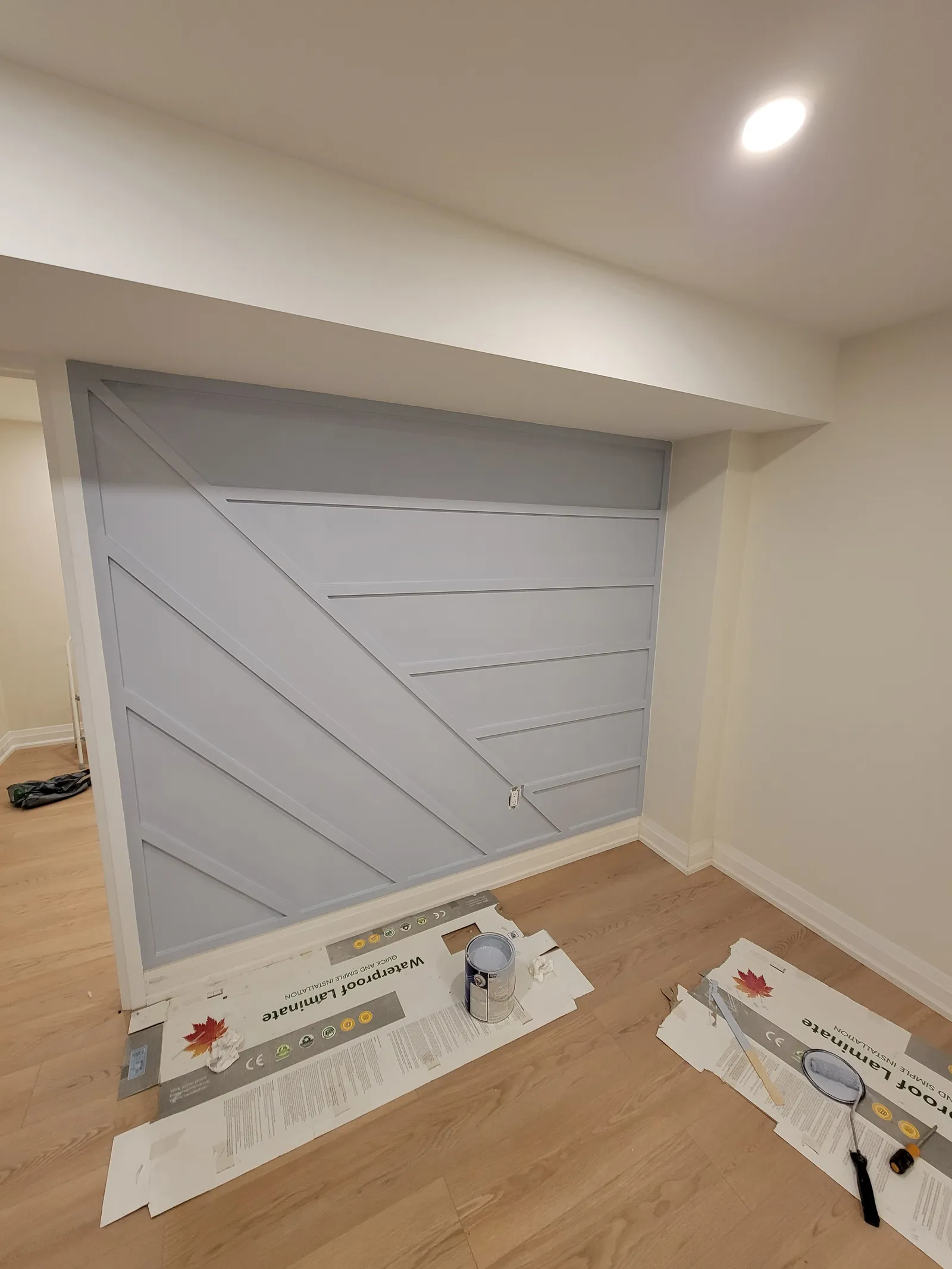 Completed project: a panelled feature wall in Aurora