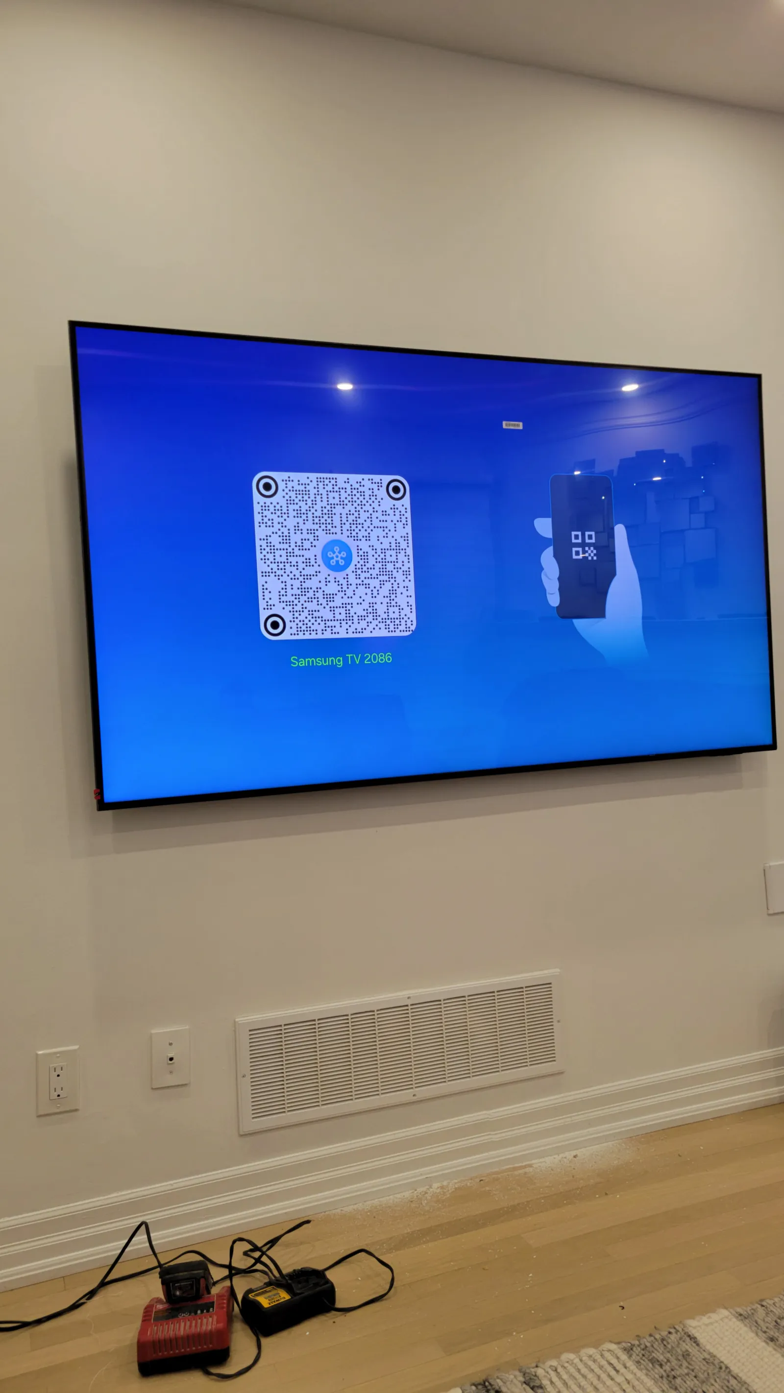 Completed project: a 75-inch Samsung QLED mounted in Stouffville